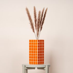 Keramikvase Fliesenoptik Orange