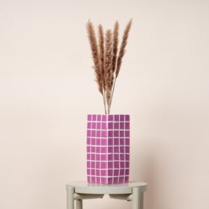 Keramikvase Fliesenoptik Magenta