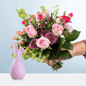 Glücksbote mit Keramikhase Rosa