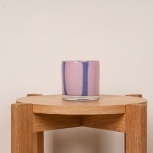 Glas Kerzenhalter Gestreift Rosa/Flieder