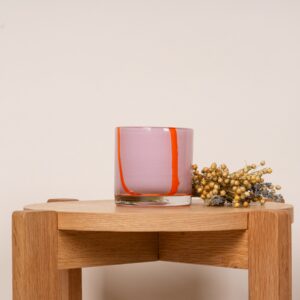 Glas Kerzenhalter Streifen Rosa/Orange