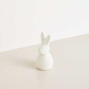 Deko Hase Keramik Gesprenkelt Weiß Klein