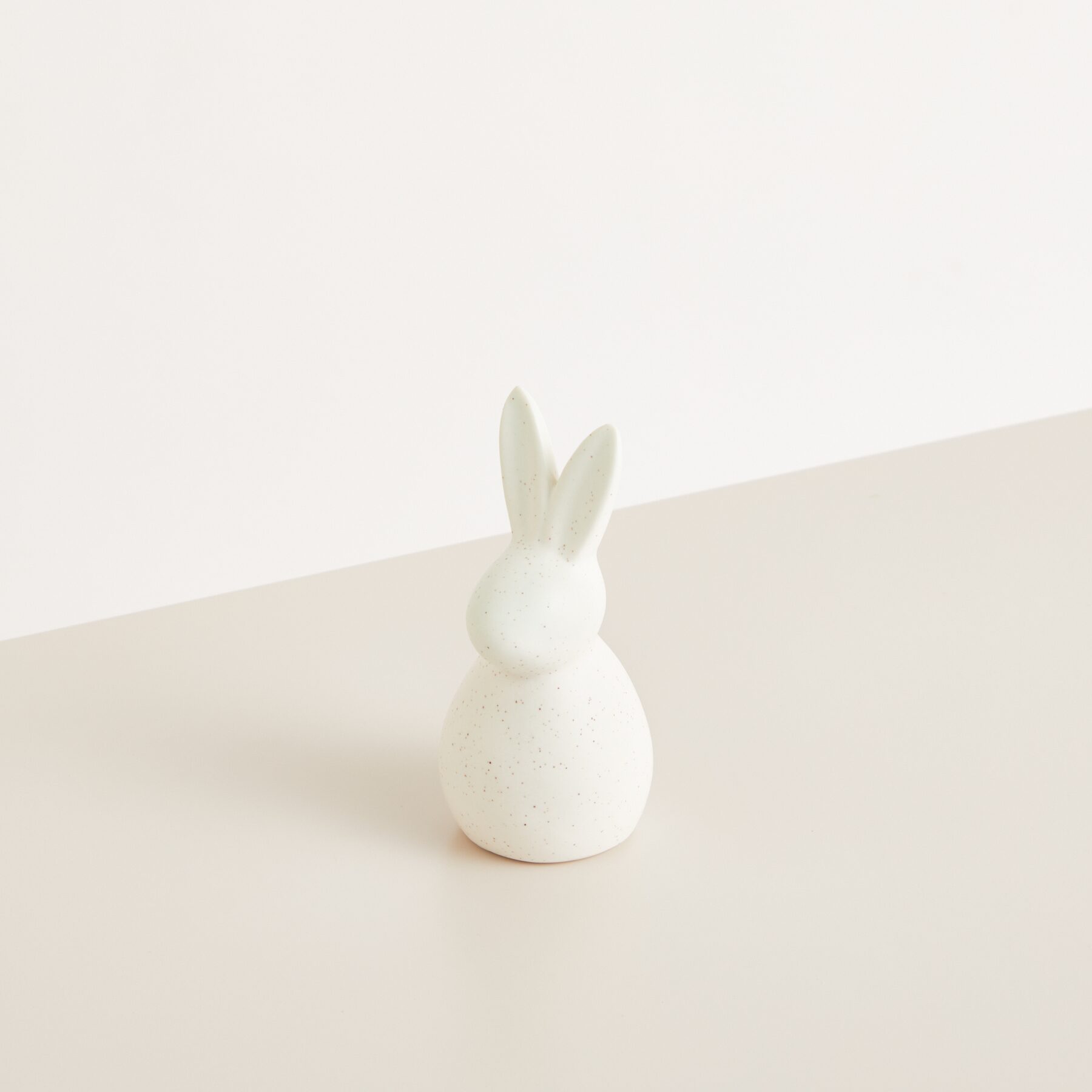 Deko Hase Keramik Gesprenkelt Weiß Klein