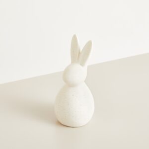 Deko Hase Keramik Gesprenkelt Weiß Groß