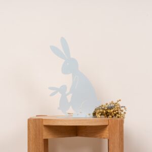 Metall Silhouette Hase Taupe Sitzend