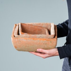 Keramik Übertopf Eckig Terrakotta 3-er Set