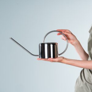 Metall Gießkanne Silberfarben S