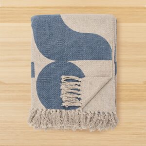 Bloomingville Baumwolldecke Agno Recycelt Blau/Beige
