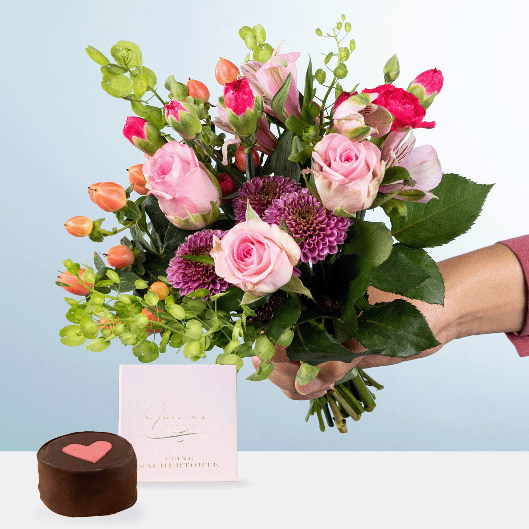 Glücksbote mit Herz Sachertorte 200g