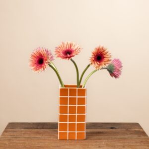 Keramik Vase Fliesenoptik Orange