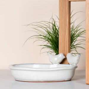 Keramik Vogeltrank Creme