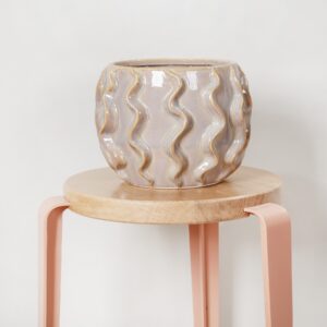 Keramik Übertopf Wavy Natur - 14 cm