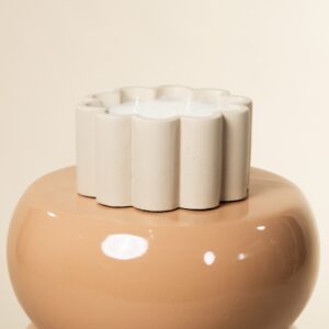 Keramik Kerzentopf Blüte Beige