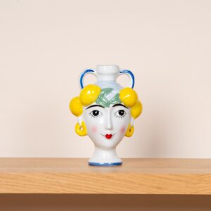 Keramik Vase Limona Gelb/Blau/Weiß