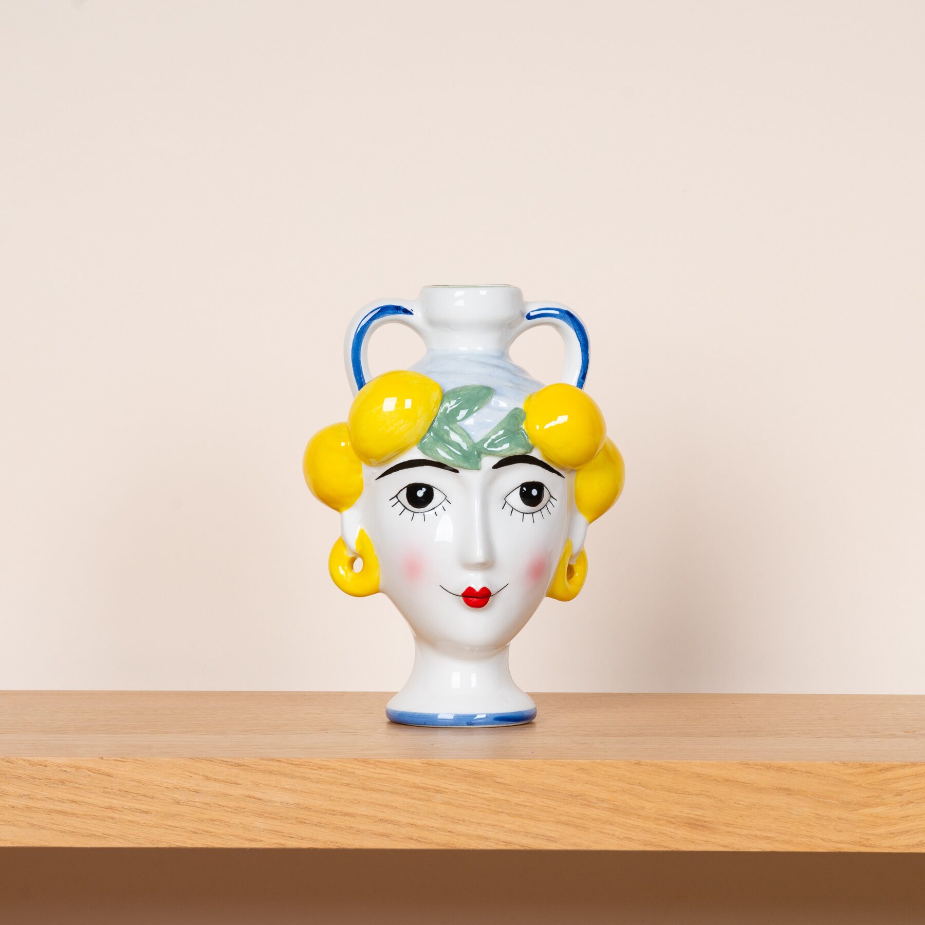 Keramik Vase Limona Gelb/Blau/Weiß