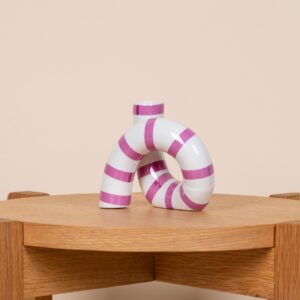 Keramik Kerzenhalter Zuckerstange Rosa