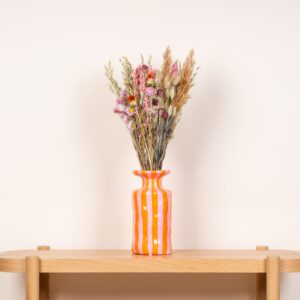 Keramikvase Gestreift Rosa/Orange
