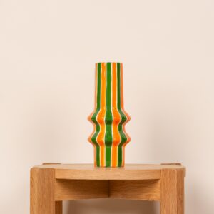 Keramikvase ZickZack Orange/Grün