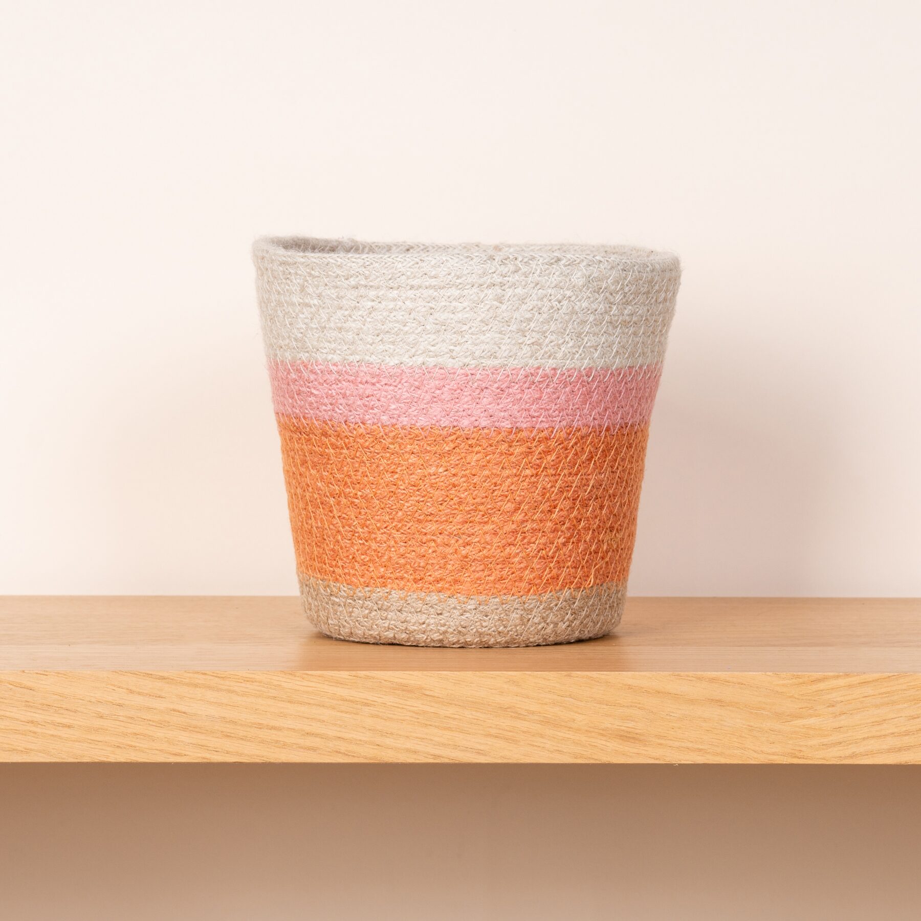 Seegras Korb Rosa/Braun - 14 cm