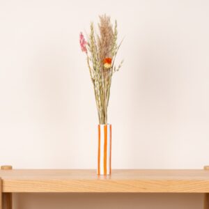Keramik Vase Weiß/Orange