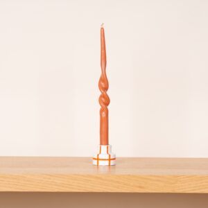 Keramik Kerzenhalter Klein Weiß/Orange