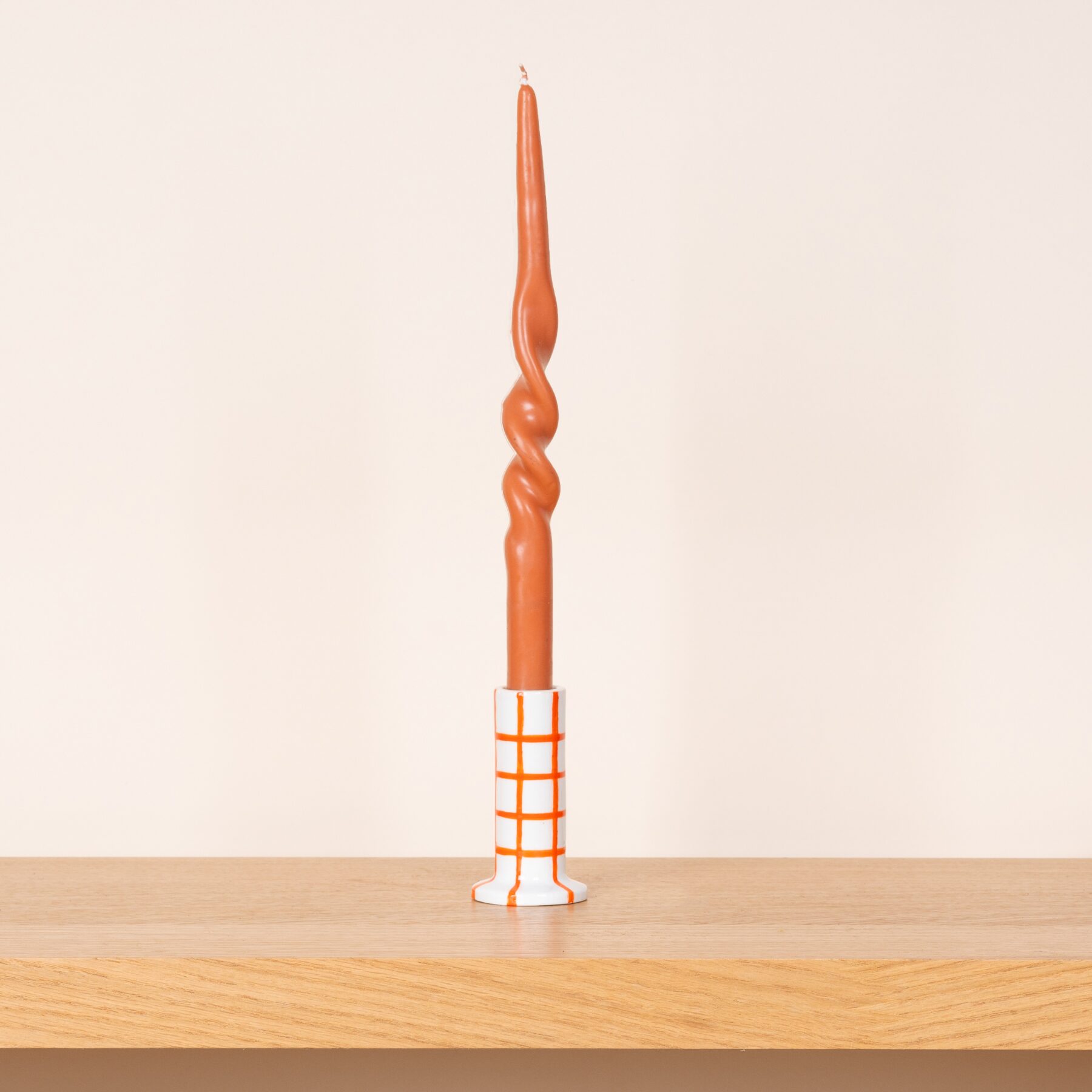 Keramik Kerzenhalter Groß Weiß/Orange – Bild 2