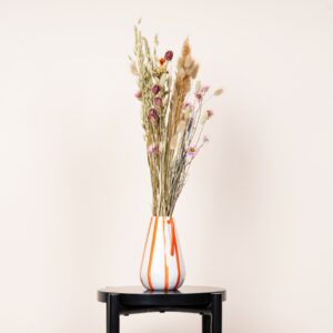 Keramik Vase Weiß/Orange mit Griff