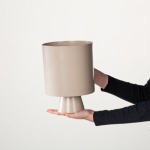 Keramik Übertopf Sockel Taupe - 17 cm