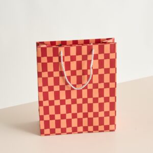 Papiertasche Karo Rot M