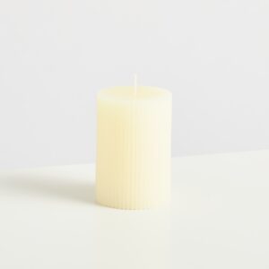Kerze Rille Weiß - 10 cm