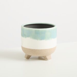 Keramik Übertopf Natur/Grün Reaktiv - 9 cm