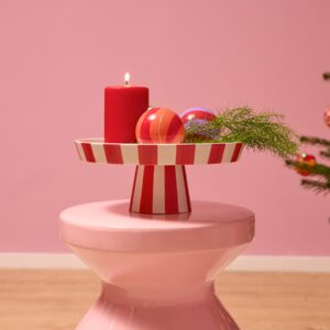Keramik Etagere Stripe Rot
