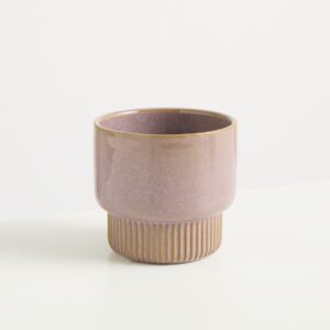 Keramik Übertopf mit Sockel Rille Lila - 10 cm