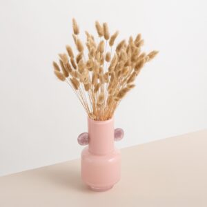 Glas Vase Rosa mit Ohren