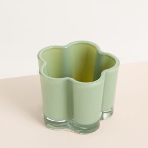 Glas Kerzenhalter Blume Grün