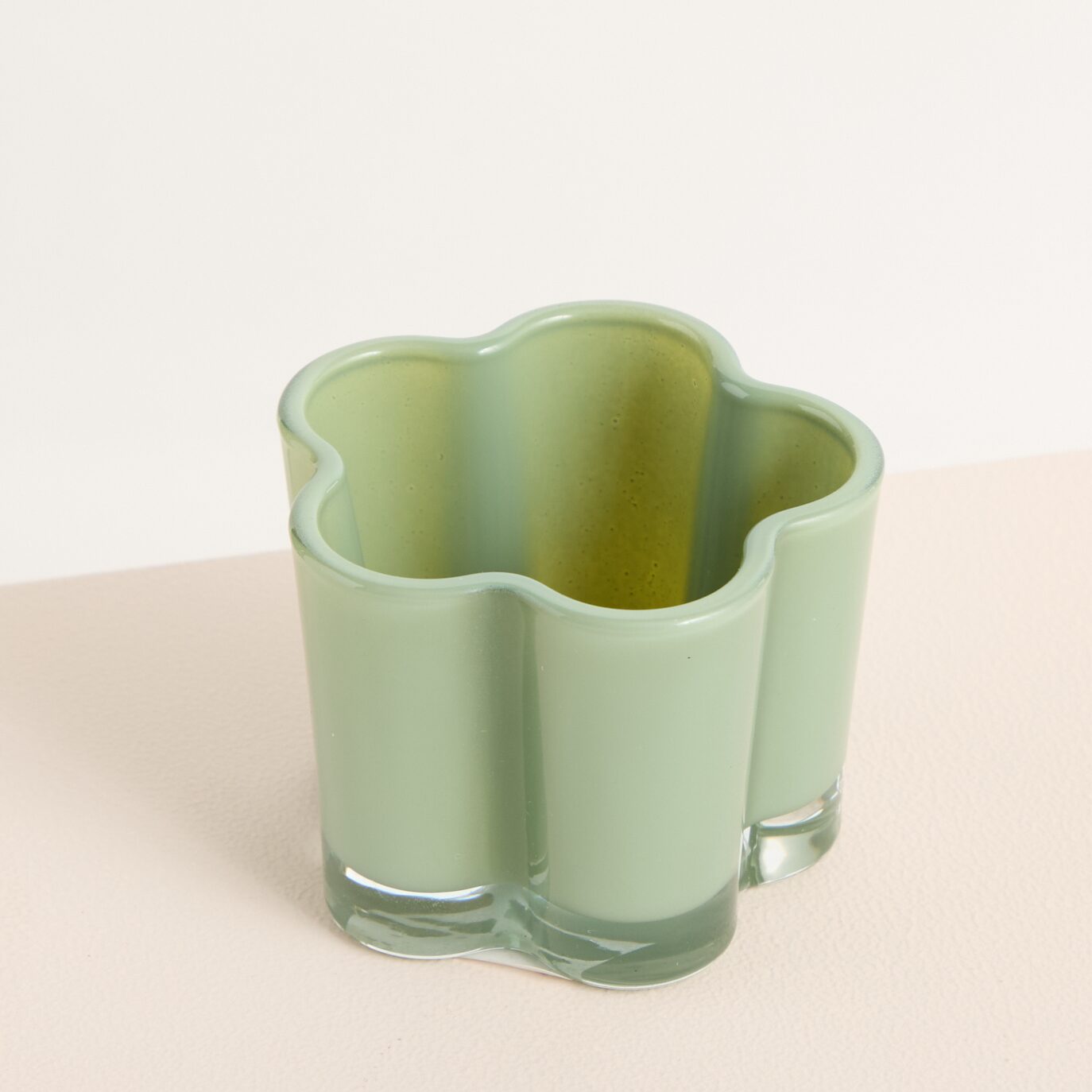 Glas Kerzenhalter Blume Grün