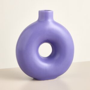 Steingut Vase Kreis Lila