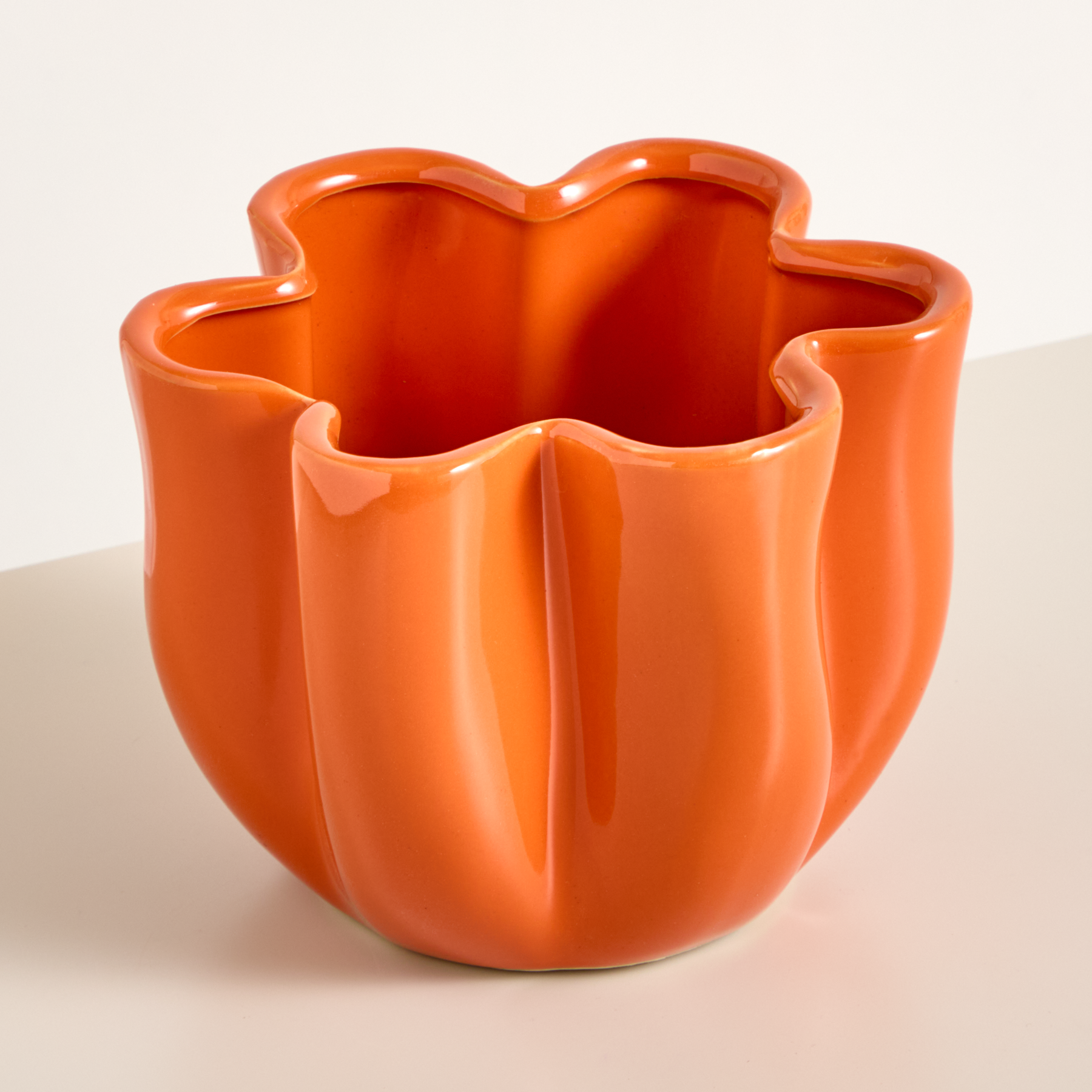 Keramik Übertopf Orange - 18 cm