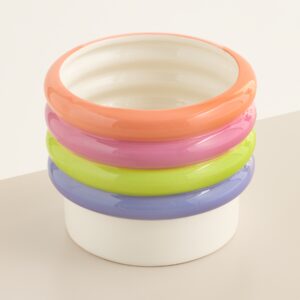 Keramik Übertopf Bunt/Weiß - 13 cm