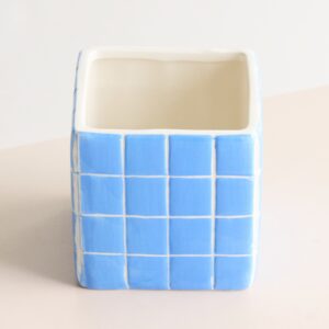 Keramik Übertopf Kachel Blau - 8 cm