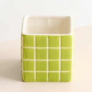 Keramik Übertopf Kachel Grün - 8 cm