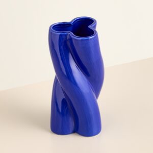 Keramik Vase Organisch Blau
