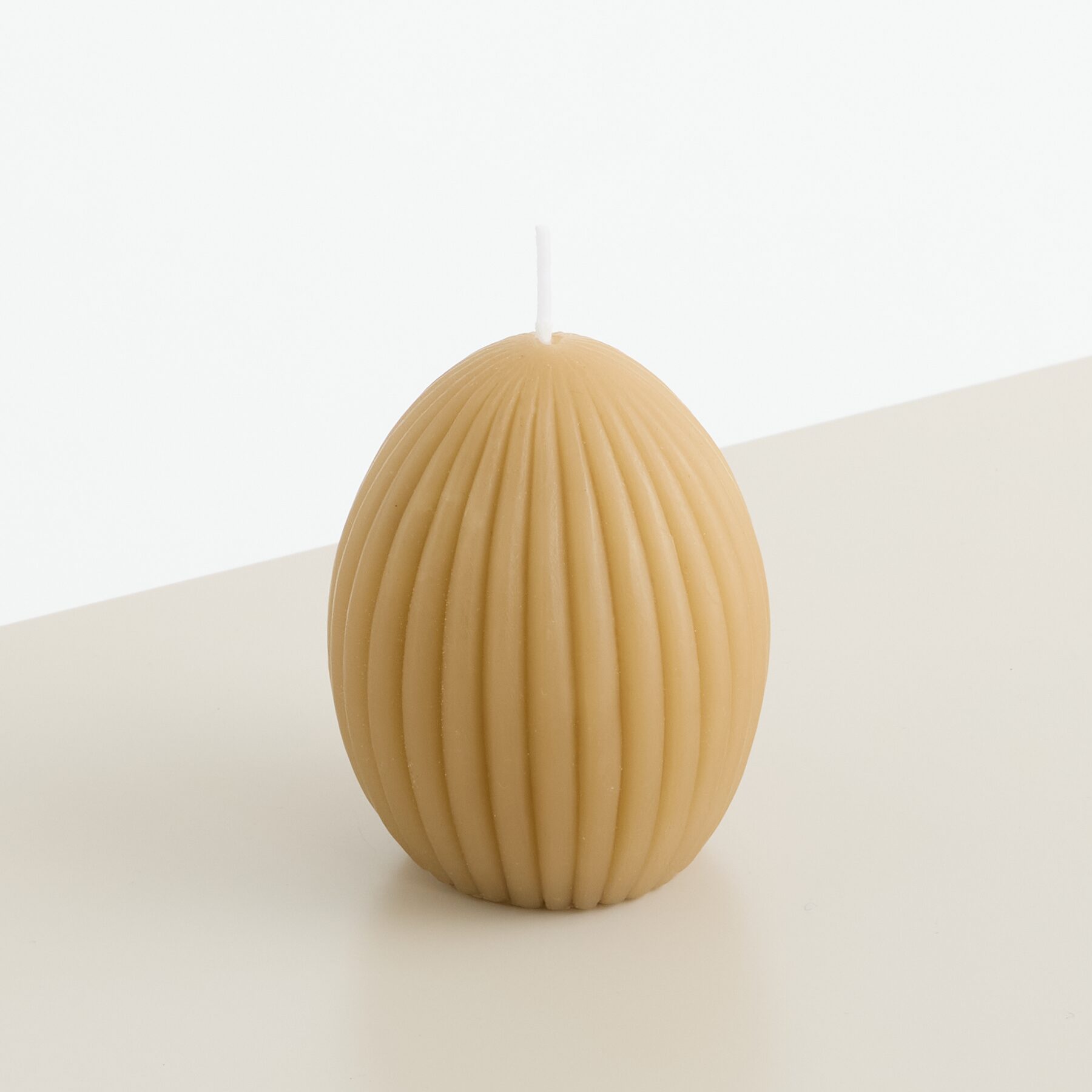 Kerze Ei Rille Beige