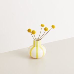 Keramik Vase Gelb Gestreift Breit