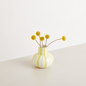 Keramik Vase Gelb Grün Gestreift