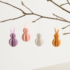 Deko Holz Hänger Hase Plissee 4er-Set