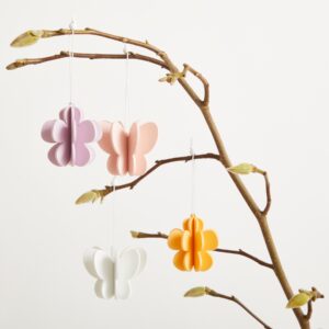 Deko Holz Hänger Blüte Plissee 4er-Set