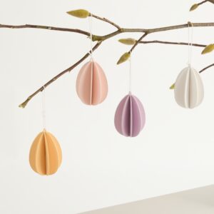 Deko Holz Hänger Eier Plissee 4er-Set