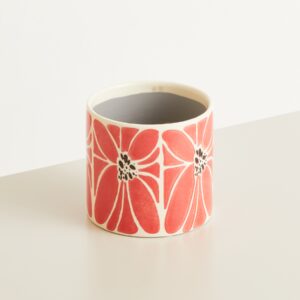 Keramik Übertopf Blume Rot - 12 cm