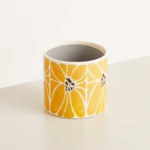 Keramik Übertopf Blume Gelb - 12 cm